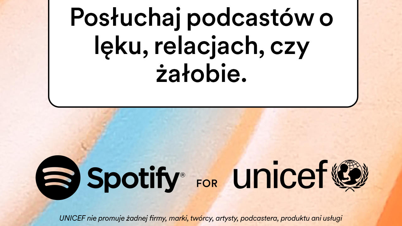 fragment plakatu informującego o akcji UNICEF i Spotify